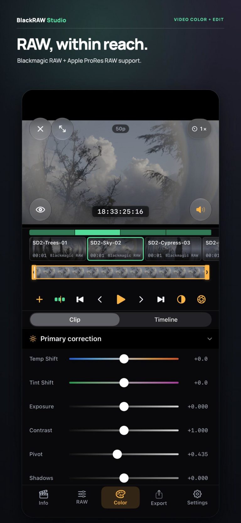 BlackRAW Studio 3.0: цветокоррекция ProRes RAW и BRAW прямо на iPhone — фото 4