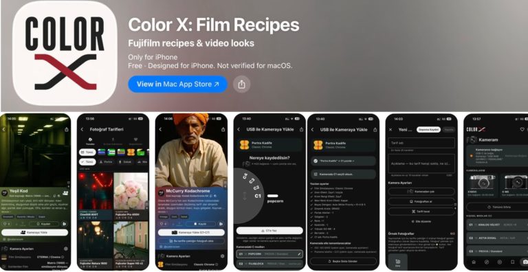 Color X — бесплатное приложение, которое записывает плёночные рецепты в камеру Fujifilm
